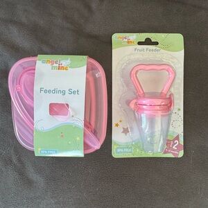 Pink Feeding Set and Fruit Feeder